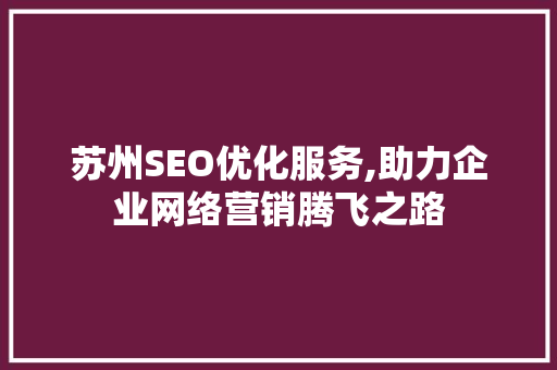 苏州SEO优化服务,助力企业网络营销腾飞之路