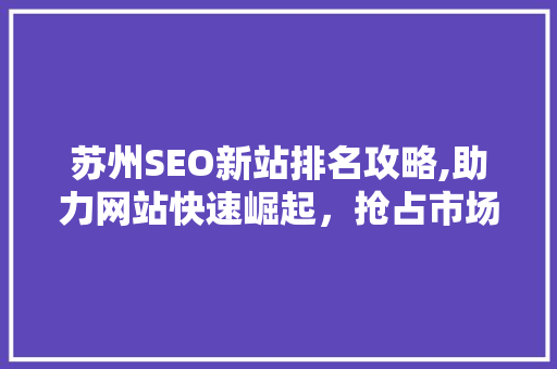 苏州SEO新站排名攻略,助力网站快速崛起，抢占市场先机