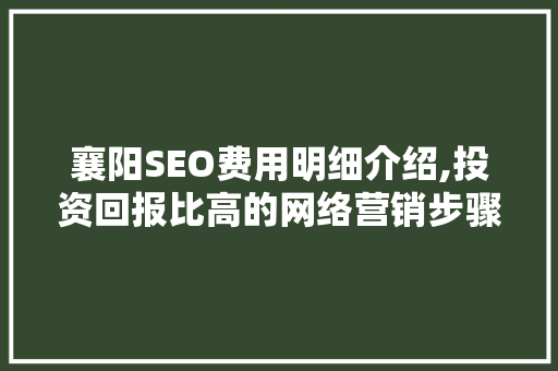 襄阳SEO费用明细介绍,投资回报比高的网络营销步骤