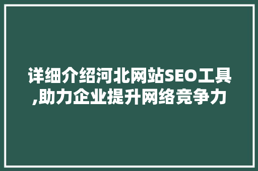 详细介绍河北网站SEO工具,助力企业提升网络竞争力