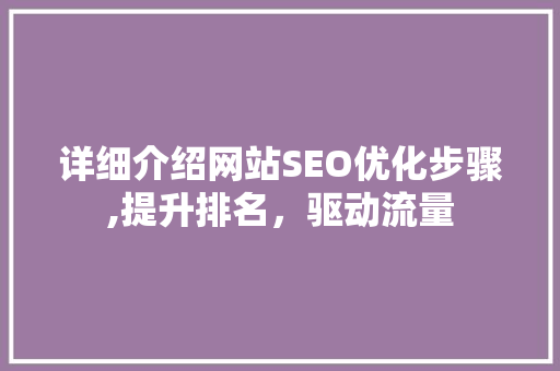 详细介绍网站SEO优化步骤,提升排名，驱动流量