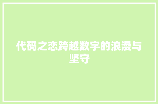 代码之恋跨越数字的浪漫与坚守