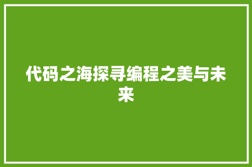 代码之海探寻编程之美与未来