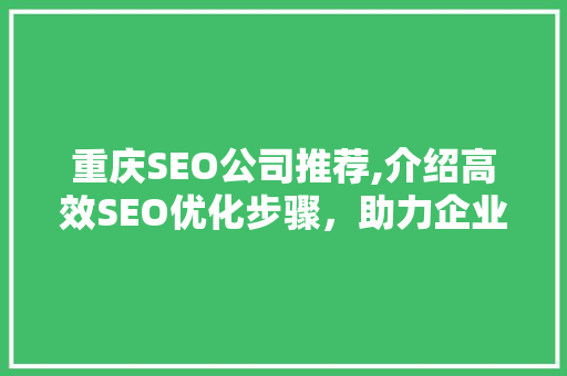 重庆SEO公司推荐,介绍高效SEO优化步骤，助力企业腾飞