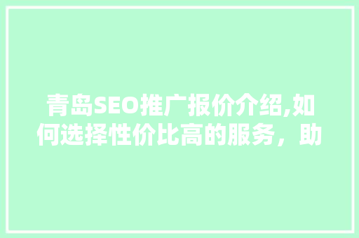 青岛SEO推广报价介绍,如何选择性价比高的服务，助力企业网络营销