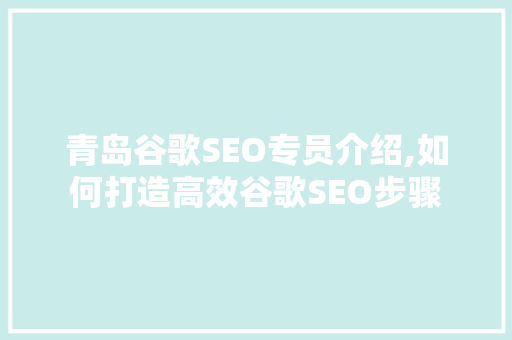 青岛谷歌SEO专员介绍,如何打造高效谷歌SEO步骤