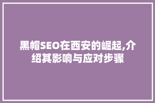 黑帽SEO在西安的崛起,介绍其影响与应对步骤