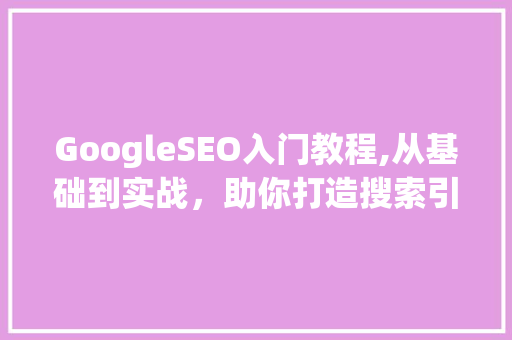 GoogleSEO入门教程,从基础到实战，助你打造搜索引擎优化之路