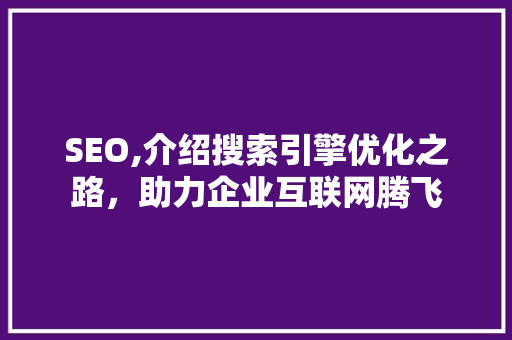 SEO,介绍搜索引擎优化之路，助力企业互联网腾飞