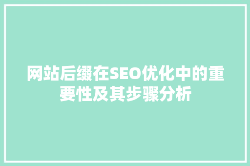 网站后缀在SEO优化中的重要性及其步骤分析
