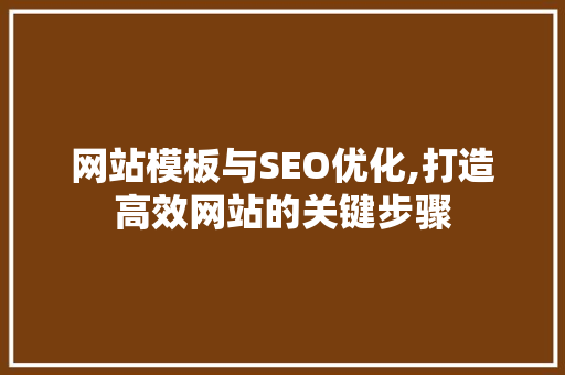 网站模板与SEO优化,打造高效网站的关键步骤