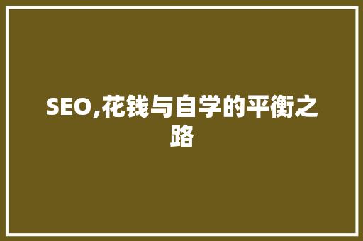 SEO,花钱与自学的平衡之路