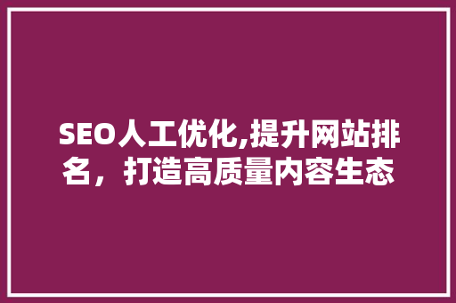 SEO人工优化,提升网站排名，打造高质量内容生态