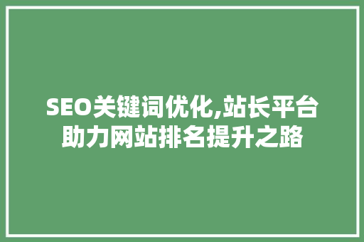 SEO关键词优化,站长平台助力网站排名提升之路