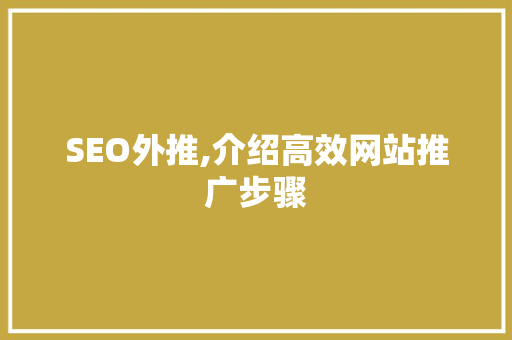 SEO外推,介绍高效网站推广步骤