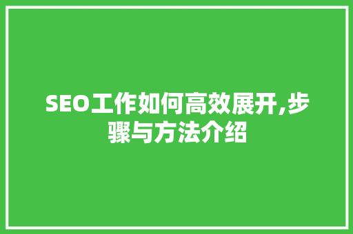 SEO工作如何高效展开,步骤与方法介绍