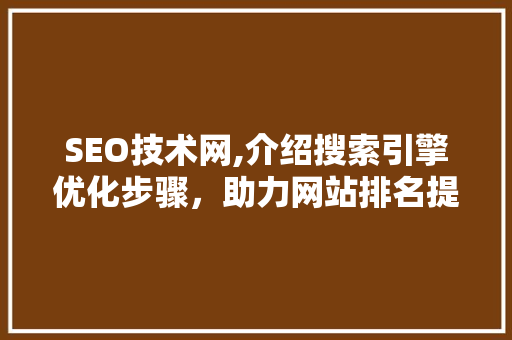 SEO技术网,介绍搜索引擎优化步骤，助力网站排名提升