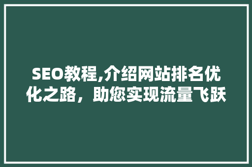 SEO教程,介绍网站排名优化之路，助您实现流量飞跃