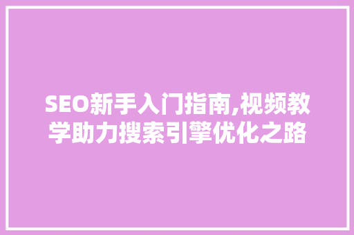 SEO新手入门指南,视频教学助力搜索引擎优化之路