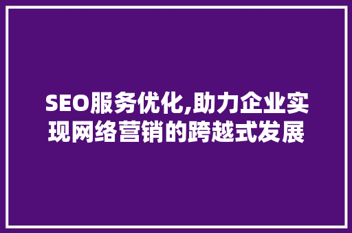 SEO服务优化,助力企业实现网络营销的跨越式发展