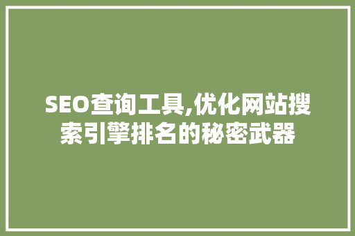 SEO查询工具,优化网站搜索引擎排名的秘密武器