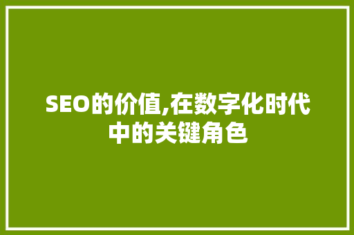 SEO的价值,在数字化时代中的关键角色