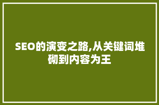 SEO的演变之路,从关键词堆砌到内容为王