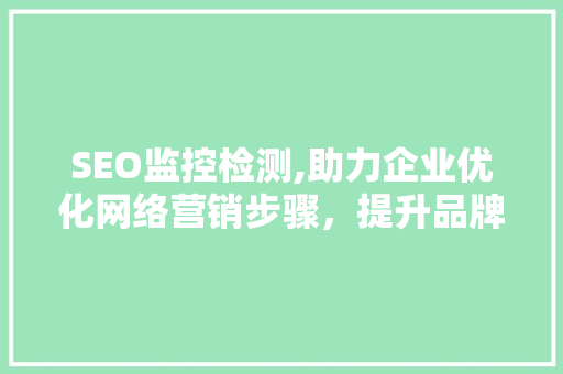 SEO监控检测,助力企业优化网络营销步骤，提升品牌影响力