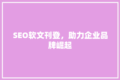 SEO软文刊登，助力企业品牌崛起