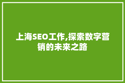 上海SEO工作,探索数字营销的未来之路