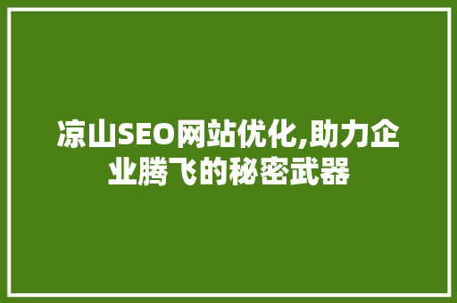 凉山SEO网站优化,助力企业腾飞的秘密武器