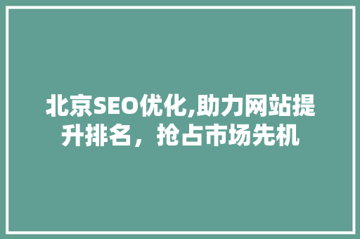北京SEO优化,助力网站提升排名，抢占市场先机