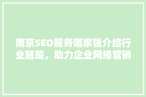 南京SEO服务哪家强介绍行业翘楚，助力企业网络营销腾飞