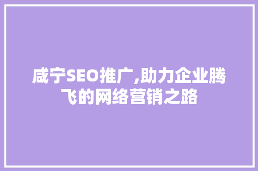 咸宁SEO推广,助力企业腾飞的网络营销之路