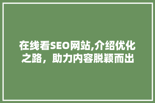 在线看SEO网站,介绍优化之路，助力内容脱颖而出