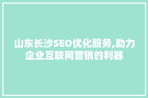 山东长沙SEO优化服务,助力企业互联网营销的利器