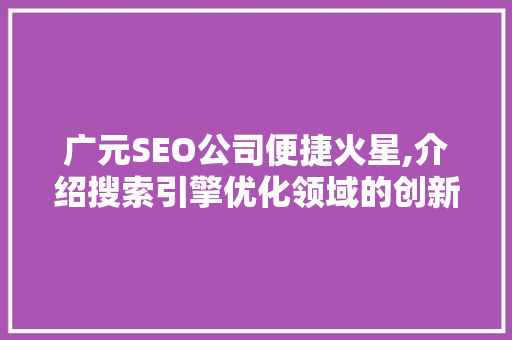广元SEO公司便捷火星,介绍搜索引擎优化领域的创新力量