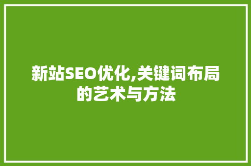 新站SEO优化,关键词布局的艺术与方法