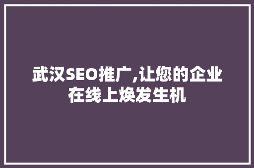 武汉SEO推广,让您的企业在线上焕发生机