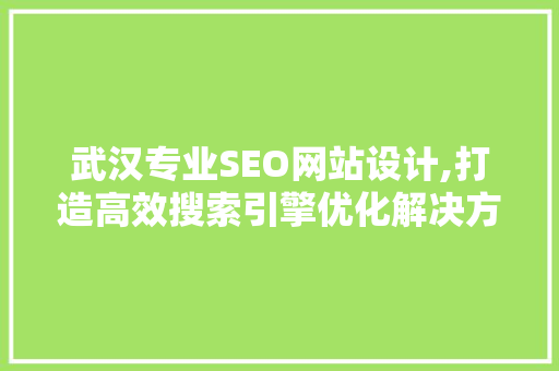 武汉专业SEO网站设计,打造高效搜索引擎优化解决方法