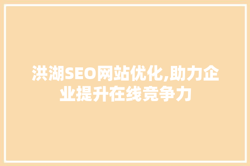 洪湖SEO网站优化,助力企业提升在线竞争力