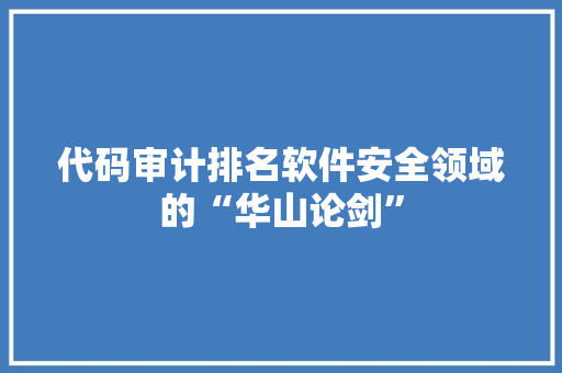 代码审计排名软件安全领域的“华山论剑”