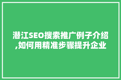 潜江SEO搜索推广例子介绍,如何用精准步骤提升企业在线曝光度