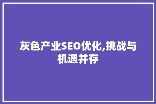 灰色产业SEO优化,挑战与机遇并存