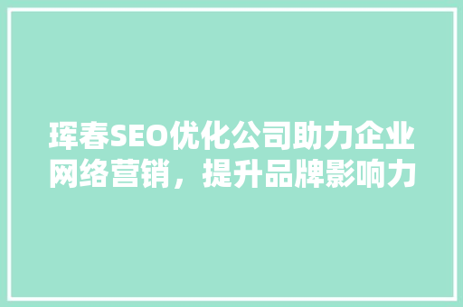 珲春SEO优化公司助力企业网络营销，提升品牌影响力