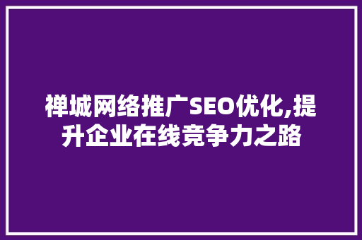 禅城网络推广SEO优化,提升企业在线竞争力之路