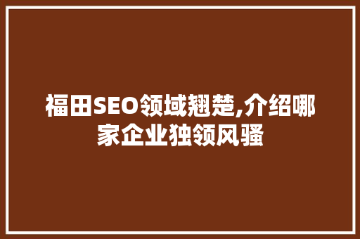 福田SEO领域翘楚,介绍哪家企业独领风骚