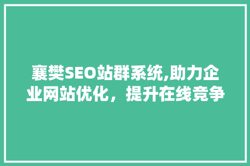 襄樊SEO站群系统,助力企业网站优化，提升在线竞争力