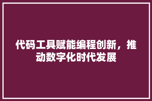 代码工具赋能编程创新，推动数字化时代发展