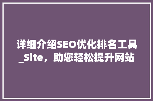 详细介绍SEO优化排名工具_Site，助您轻松提升网站排名  第1张